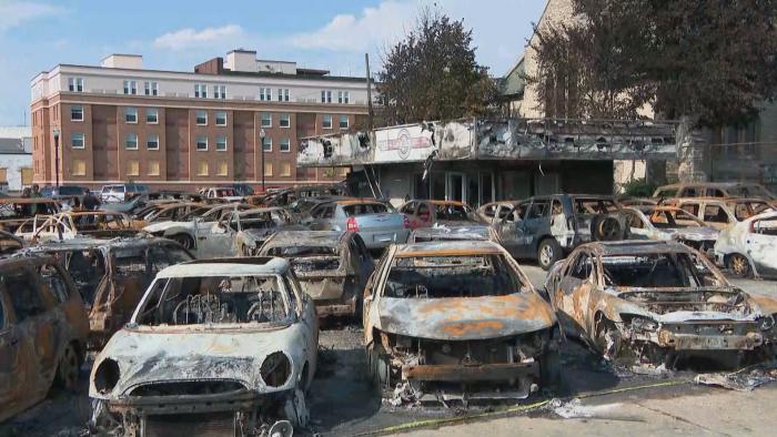 Damage in Kenosha, Wisconsin, on Aug. 27, 2020. (WTTW News)