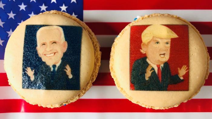 The popularity of Vanille's "Mac the Vote" macarons led to the Inauguration Day menu. (Courtesy of Vanille Patisserie)
