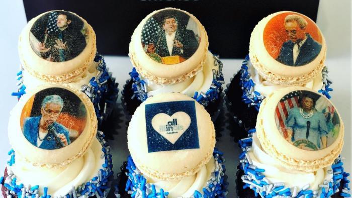 Press conference cupcakes were another treat inspired by current events. (Courtesy of Vanille Patisserie)