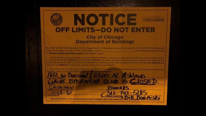 A large party hosted by The Vault/All Access was shut down early Sunday, Nov. 29, 2020, city officials said. (Courtesy City of Chicago)