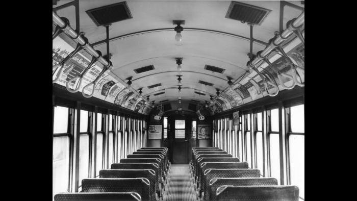 Interior view of a 4000 series railcar from the CTA's Heritage fleet. (Courtesy CTA)