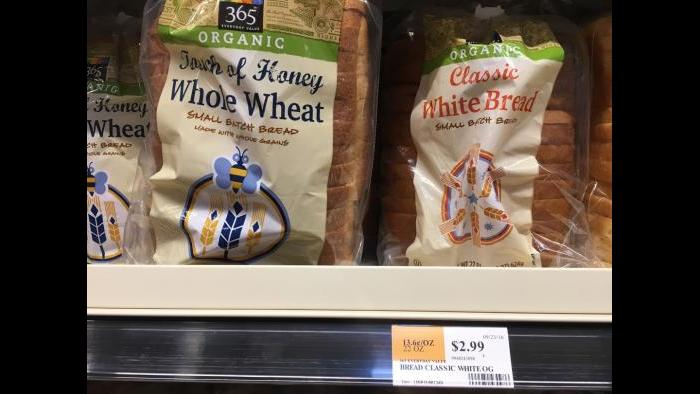 365 brand organic white bread: $2.99 in Englewood