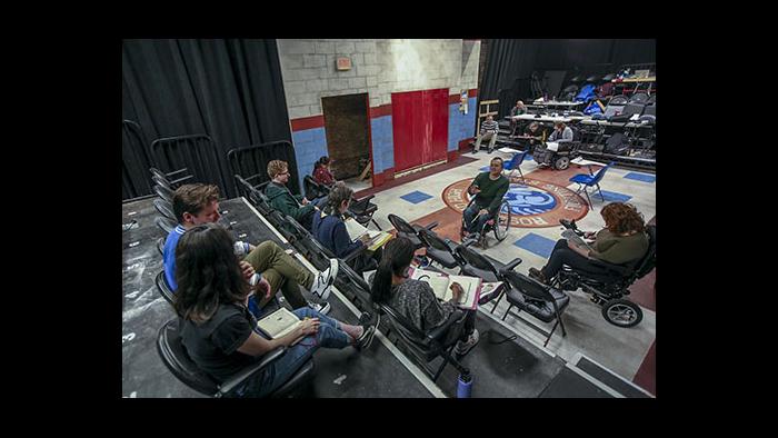 Director Brian Balcom gives notes to the cast during a rehearsal of “Teenage Dick.” (Photo credit: Charles Osgood)