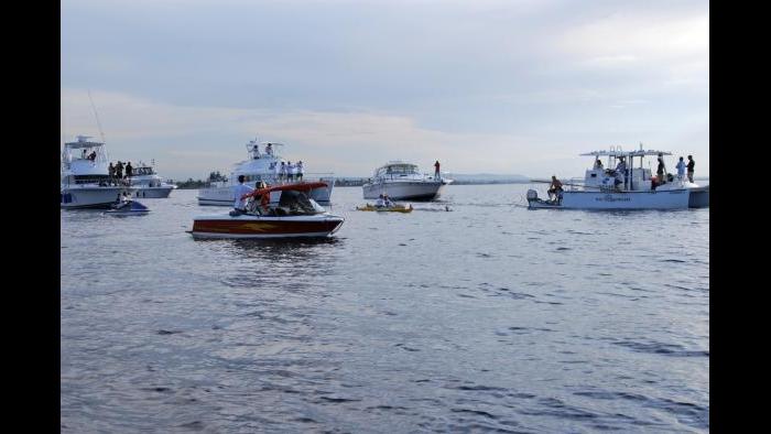 The group of boats that accompanied Nyad on her swim, which she called the Xtreme Dream Flotilla.