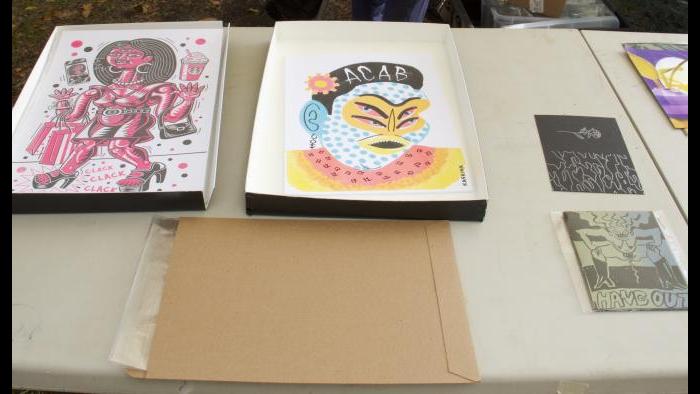 Zine artwork at Zinemercado on Sunday, Oct. 4, 2020. (Ariel Parrella-Aureli / WTTW News)