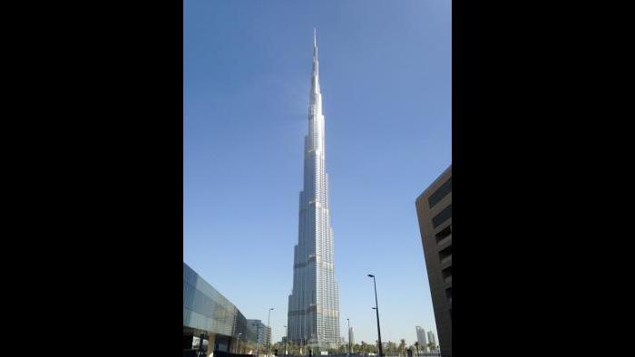 The real Burj Khalifa in Dubai, United Arab Emirates, is the tallest building in the world, reaching 154 floors, or 2,717 feet. 