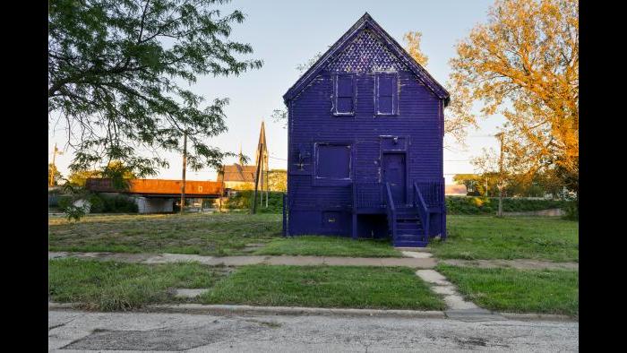 Amanda Williams, “Crown Royal Bag,” from “Color(ed) Theory Suite.” (Courtesy of the artist and McCormick Gallery)