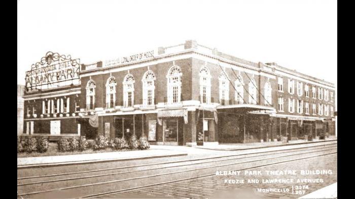 Postcard: Albany Park Theatre Building at Kedzie and Lawrence, 1910s