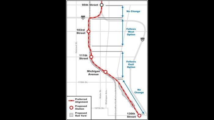 A map of the proposed Red Line extension. (Courtesy of the Chicago Transit Authority)