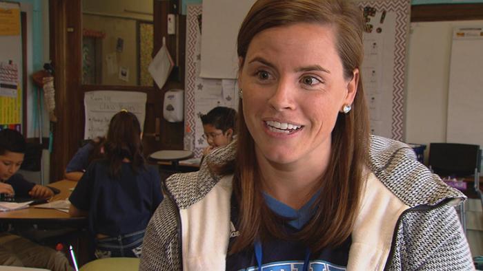 Whitney Sullivan teaches both fourth and fifth graders in her classroom.