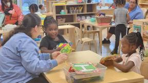 Children and instructors at the Carole Robertson Center for Learning. (Erica Gunderson / WTTW News) Children and instructors at the Carole Robertson Center for Learning. (Erica Gunderson / WTTW News)