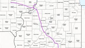 A map submitted to the Illinois Commerce Commission by Wolf Carbon Solutions showing their preferred route for a proposed carbon dioxide pipeline. (Photo taken from ICC testimony.) A map submitted to the Illinois Commerce Commission by Wolf Carbon Solutions showing their preferred route for a proposed carbon dioxide pipeline. (Photo taken from ICC testimony.)
