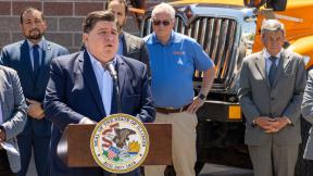 Gov. J.B. Pritzker speaks to reporters at a news conference on June 14, 2024. (Andrew Adams / Capitol News Illinois)