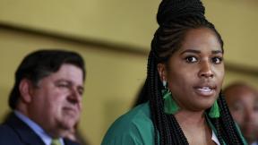 State Rep. Jehan Gordon-Booth, D-Peoria speaks during a news conference before Gov. J. B. Pritzker signs a bill that legalizes adult-use cannabis in the state of Illinois at Sankofa Cultural Arts and Business Center, Tuesday, June 25, 2019, in Chicago. (AP Photo / Amr Alfiky) State Rep. Jehan Gordon-Booth, D-Peoria speaks during a news conference before Gov. J. B. Pritzker signs a bill that legalizes adult-use cannabis in the state of Illinois at Sankofa Cultural Arts and Business Center, Tuesday, June 25, 2019, in Chicago. (AP Photo / Amr Alfiky)