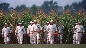 In this July 22, 1977, file photo, people portraying ghost players emerge from a cornfield as they reenact a scene from the movie “Field of Dreams” at the movie site in Dyersville, Iowa. (AP Photo / Charlie Neibergall, File) In this July 22, 1977, file photo, people portraying ghost players emerge from a cornfield as they reenact a scene from the movie “Field of Dreams” at the movie site in Dyersville, Iowa. (AP Photo / Charlie Neibergall, File)