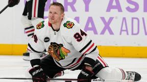 Chicago Blackhawks right wing Corey Perry (94) warms up before an NHL hockey game against the Nashville Predators, Saturday, Nov. 18, 2023, in Nashville, Tenn. (George Walker IV / AP Photo)
