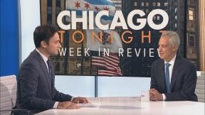 Former Chicago Mayor Rahm Emanuel (right) appears on “Week in Review” on Nov. 24, 2023. (WTTW News)