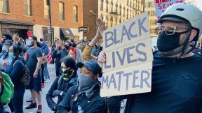 Protesters gather in Chicago on Saturday, May 30, 2020 following the death of George Floyd at the hands of Minneapolis police. There are now several pending attempts to trademark the phrase “Black Lives Matter.” (Hugo Balta / WTTW News) Protesters gather in Chicago on Saturday, May 30, 2020 following the death of George Floyd at the hands of Minneapolis police. There are now several pending attempts to trademark the phrase “Black Lives Matter.” (Hugo Balta / WTTW News)