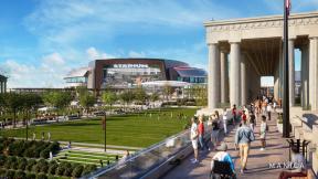 A rendering of the proposed new stadium for the Chicago Bears on a redesigned Museum Campus. (Credit: Chicago Bears)