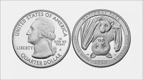The first national park quarter to be released for circulation in 2020 will feature the National Park of American Samoa, home to giant fruit bats. (Credit: United States Mint) The first national park quarter to be released for circulation in 2020 will feature the National Park of American Samoa, home to giant fruit bats. (Credit: United States Mint)