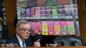 Senate Judiciary Committee Chairman Dick Durbin, D-Ill., speaks during a hearing on combating the rise of illegal electronic cigarettes, on Capitol Hill, Wednesday, June 12, 2024, in Washington. (Jose Luis Magana / AP Photo)