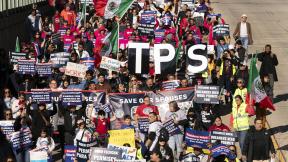 Immigrants who have been in the U.S. for years, rally asking for work permits for Deferred Action for Childhood Arrivals (DACA), and Temporary Protected Status (TPS), programs at Franklin Park in Washington, Tuesday, Nov. 14, 2023. (AP Photo / Jose Luis Magana)