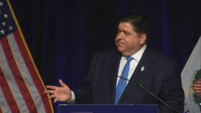 Gov. J.B. Pritzker speaks during a brunch featuring speeches by Illinois Democrat at the Illinois State Fair’s Democrat Day on Aug. 17, 2022. (WTTW News) Gov. J.B. Pritzker speaks during a brunch featuring speeches by Illinois Democrat at the Illinois State Fair’s Democrat Day on Aug. 17, 2022. (WTTW News)
