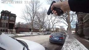 Body camera footage shows a Jan. 18, 2022, shooting in which a University of Chicago police officer and 27-year-old man exchanged gunfire. (University of Chicago Police Department) Body camera footage shows a Jan. 18, 2022, shooting in which a University of Chicago police officer and 27-year-old man exchanged gunfire. (University of Chicago Police Department)