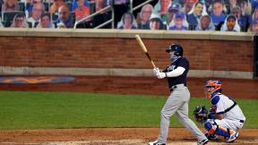 New York Yankees’ Clint Frazier, left, watches his two-run home run against the New York Mets during the fourth inning of a baseball spring training game Saturday, July 18, 2020, in New York. (AP Photo / Adam Hunger) New York Yankees’ Clint Frazier, left, watches his two-run home run against the New York Mets during the fourth inning of a baseball spring training game Saturday, July 18, 2020, in New York. (AP Photo / Adam Hunger)