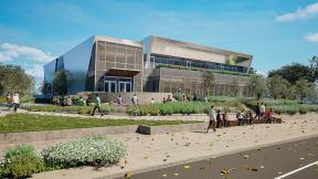 A rendering of the Obama Presidential Center’s athletic and conference center, designed by Moody Nolan. (Credit: Obama Foundation)